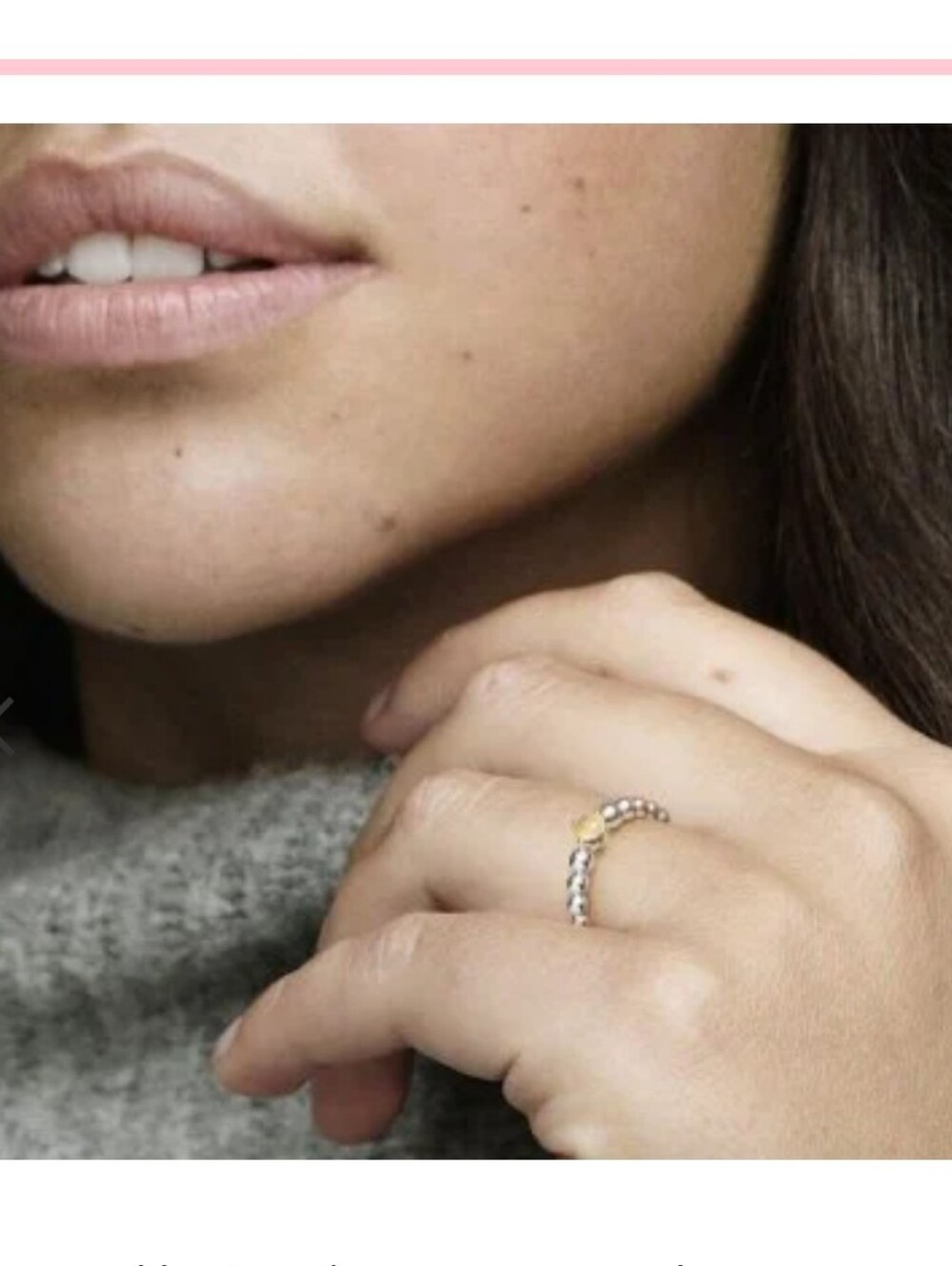 🍯 PANDORA Honey Beaded Ring – November Birthstone Sterling – Size 6.75